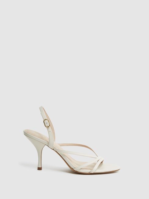 Reiss White Clara Strappy Mid Heel Sandals
