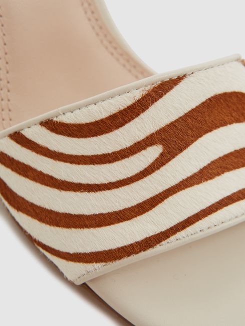 Reiss Off White Dania Open Toe Leather Heeled Mules