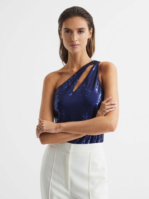 One shoulder sequin top best sale