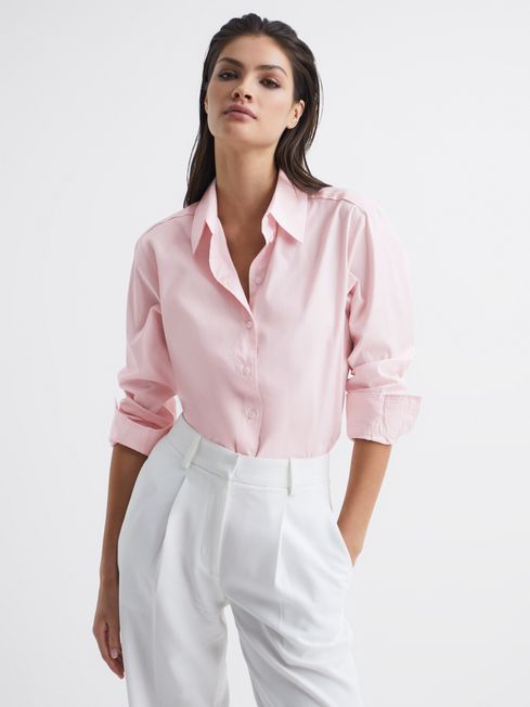 Reiss Light Pink Jenny Cotton Shirt