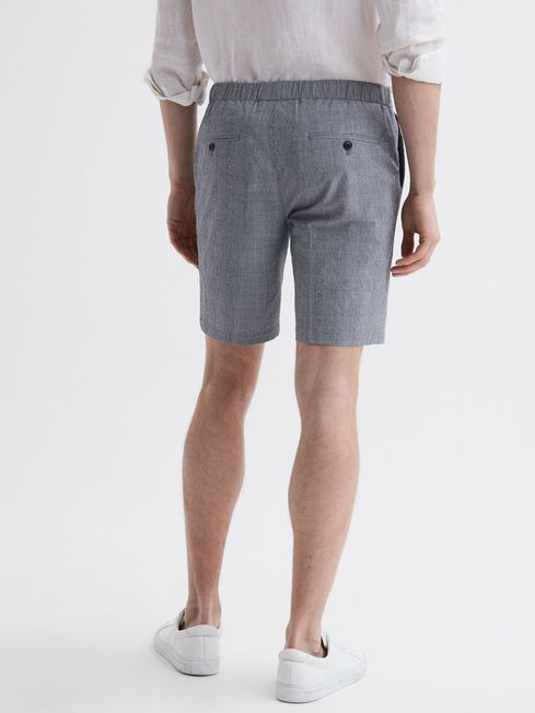 Reiss Blue Nassau Prince of Wales Check Elasticated Shorts