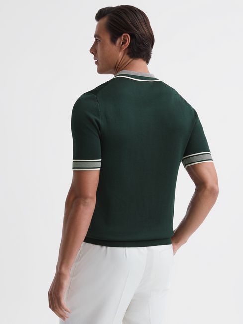 Reiss Emerald Regency Half-Zip Striped Polo Shirt