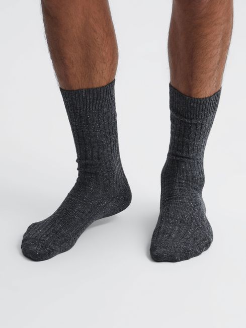 Reiss Charcoal Coen Speckled Hiking Socks