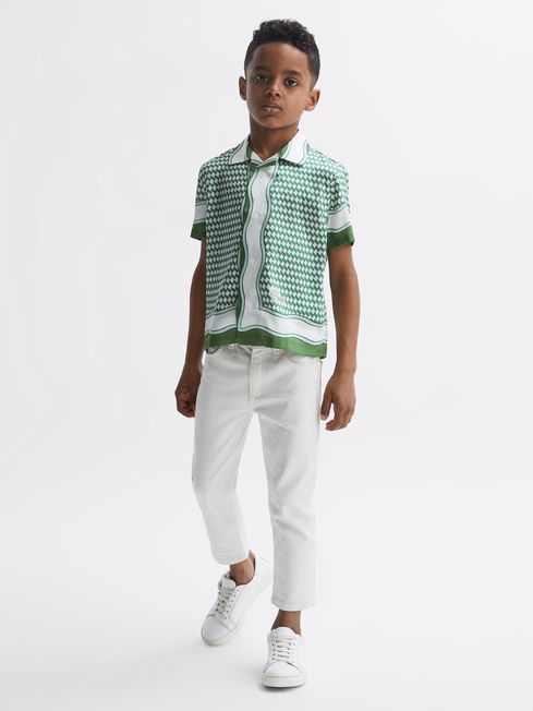 Reiss Vanpelt Printed Cuban Collar Short Sleeve Shirt REISS