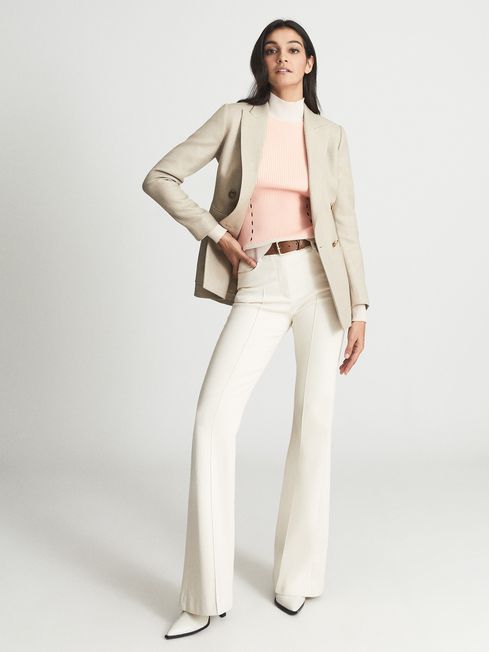 High neck top with blazer outlet