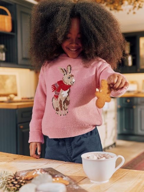 Joules Hattie Pink Character Intarsia Knit Jumper