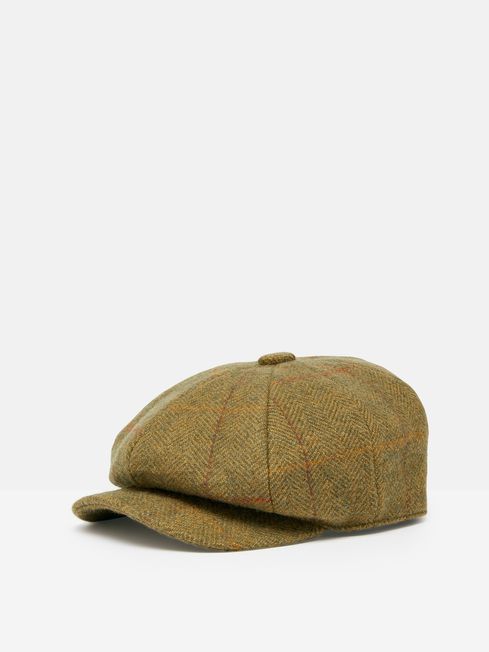 Buy Joules Harrogate Green Tweed Baker Boy Hat from the Joules