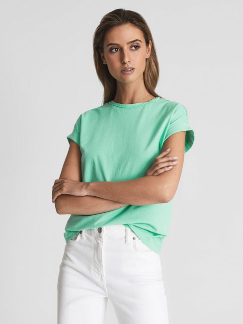 Reiss Mint Tereza Cotton Jersey T-Shirt