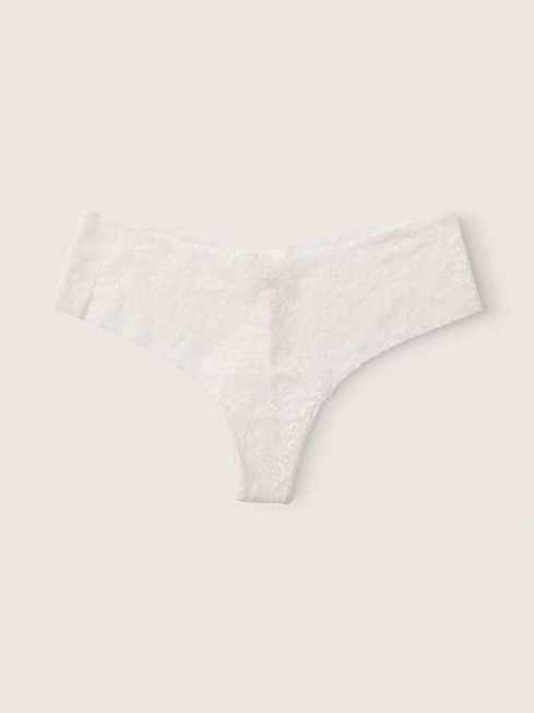 Victoria's Secret PINK Coconut White Thong Lace No Show Knickers