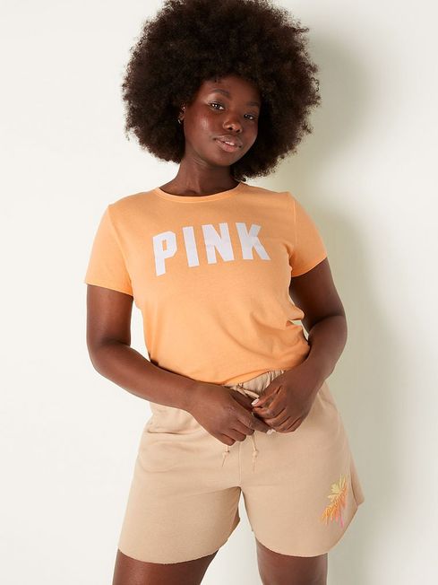 Victoria's Secret PINK Light Orange Logo Short Sleeve T-Shirt