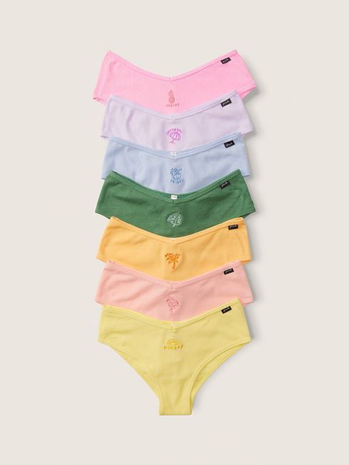 Victoria's Secret PINK Pink/Blue/Green/Orange/Yellow Cotton Cheeky Knickers Multipack