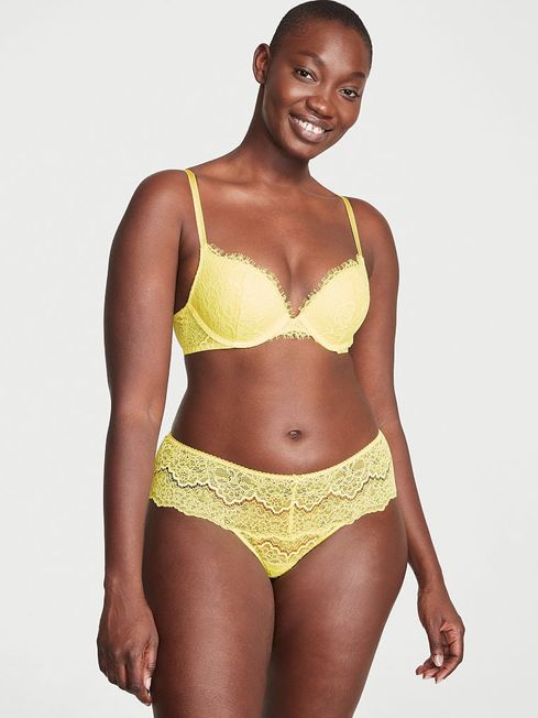 Victoria's Secret Lime Citron Yellow Lace Hipster Thong Knickers