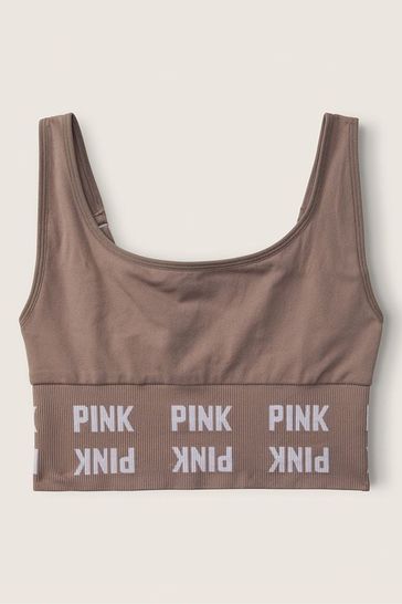 Victoria's Secret PINK Iced Coffee Brown Seamless Unlined Sports Bra