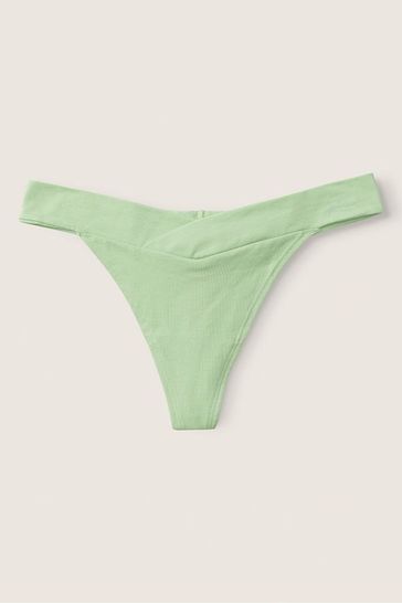 Victoria's Secret PINK Soft Jade Green Crossover Cotton Thong Knickers