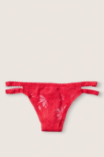 Victoria's Secret PINK Red Pepper Strappy Lace Thong Knickers