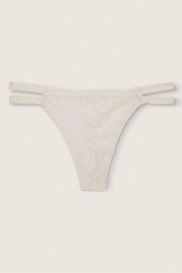 Victoria's Secret PINK Coconut White Strappy Lace Thong Knickers