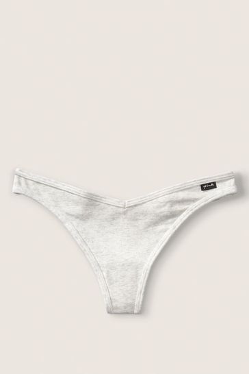Victoria's Secret PINK Heather Silver Grey Cotton Thong Knickers