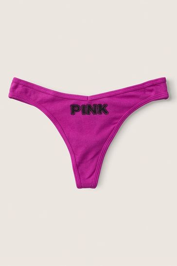 Victoria's Secret PINK Dahlia Magenta Pink Thong Cotton Knickers