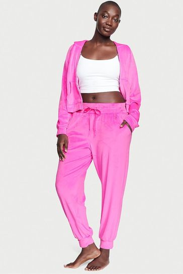 Victoria's Secret Pink Berry Graphic Pink Velour Jogger