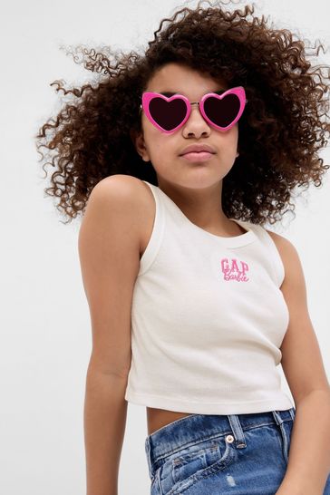 Buy Gap White Barbie Arch Logo Cropped Vest Kids from the Gap