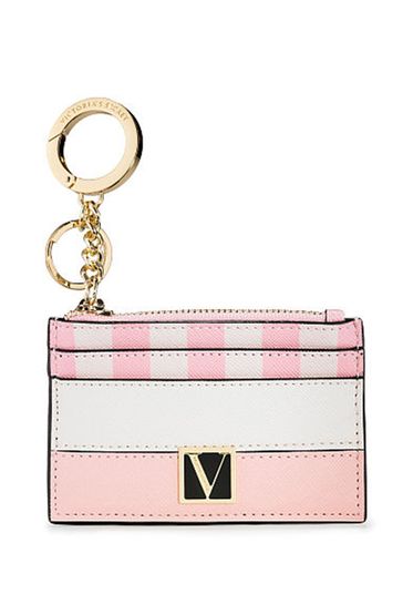 Victoria's Secret Pink Iconic Stripe Card Case Keyring