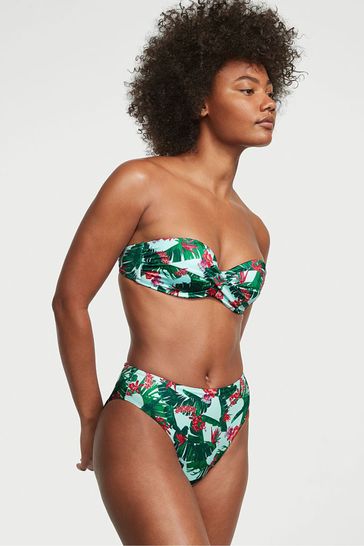 Victoria s Secret Blue Palm Strapless Swim Bikini Top