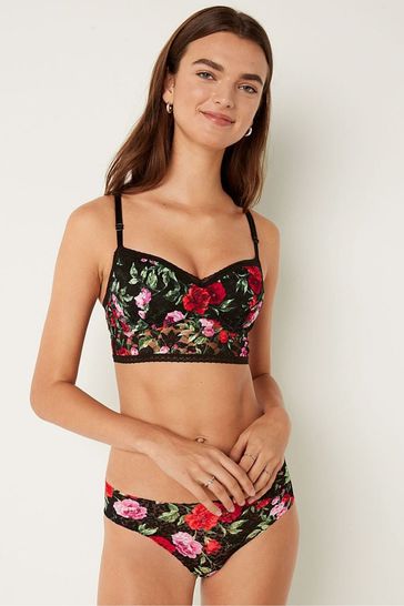 Victoria's Secret PINK Pure Black Floral Lace Wired Push Up Bralette