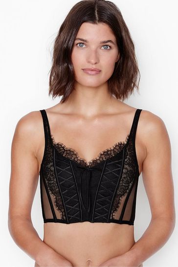 Buy Victoria's Secret Black Lace Unlined Corset Bra Top from the Victoria's  Secret UK online shop