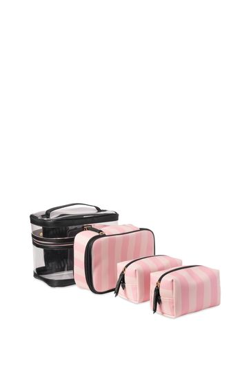 Victoria's Secret Signature Stripe Pink 4-in-1 Train Case