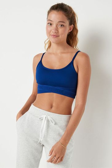 Victoria's Secret PINK Beaming Blue Lightly Lined Low Impact Crossover Sports Bra
