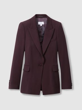 Tailored Single Breasted Suit Blazer in Berry