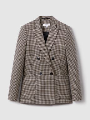 Reiss Ella Wool Blend Double Breasted Dogtooth Blazer | REISS Rest of ...