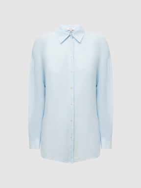 Oversized Long Sleeve Shirt in Pale Blue