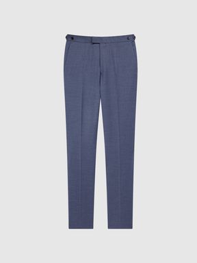 Slim Fit Wool Blend Mixer Trousers in Airforce Blue