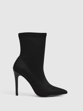Heeled Sock Boots in Black