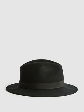 Wool Fedora Hat in Black