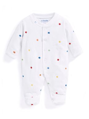 Star Embroidered Cotton Baby Sleepsuit