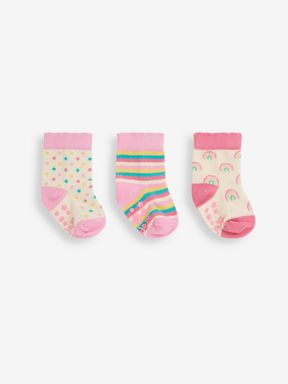 Pink Girls' Rainbow 3-Pack Socks