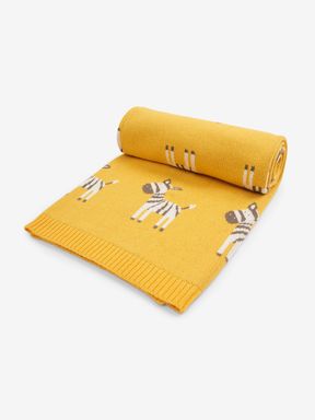 Mustard Zebra Knit Shawl
