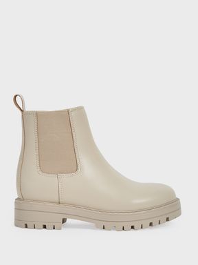 Leather Chelsea Boots in Nude