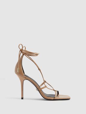 Leather Strappy Wrap Sandals