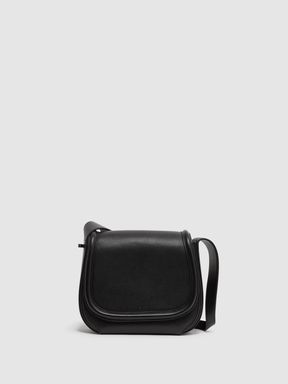 Leather Saddle Bag in Black