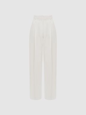 Wide Leg Pleat Front Trousers