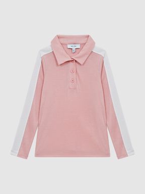 Senior Colour Block Jersey Top in Pale Pink
