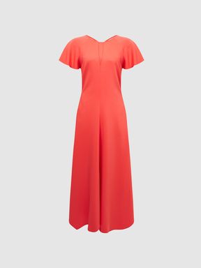 Cap Sleeve Maxi Dress in Coral