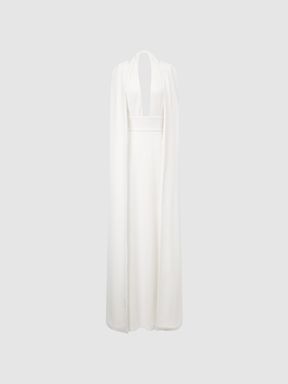 Maxi Dress With Cape in White
