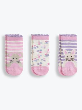 Pink Girls' 3-Pack Bunny Socks