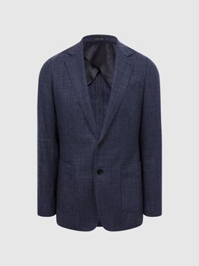 Single Breasted Patch Pocket Blazer in Indigo