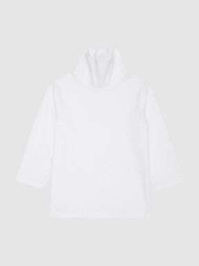 Junior Cotton Blend Roll Neck Top in Ivory