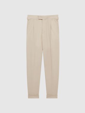 Relaxed Fit Twill Trousers in Stone